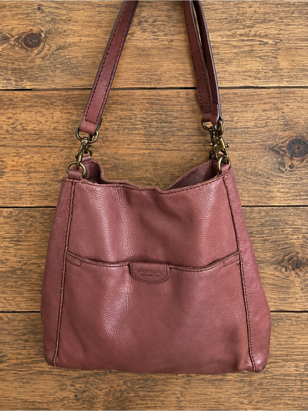 American Leather Co. Genuine Leather Brown Hobo Shoulder Bag